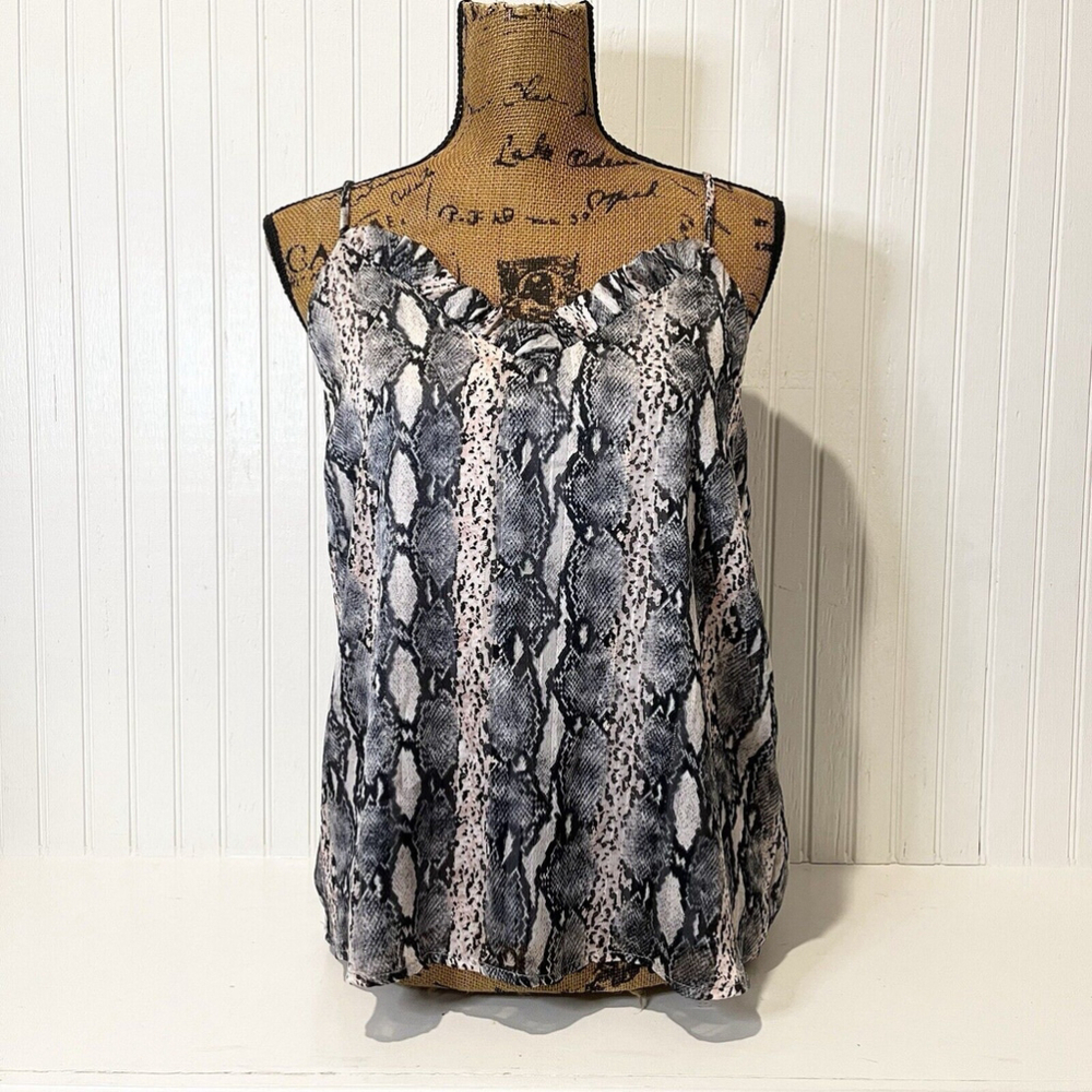 Adrienne Sleeveless Blouse- Snake Print Pink Black Open Back Women SZ M